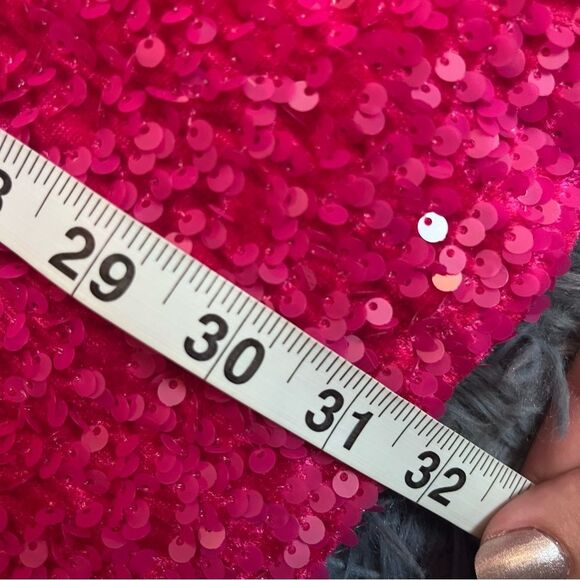 Zapaka One Shoulder Glitter Sequins Barbie Party Mini Dress - Picture 5 of 6